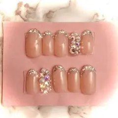 【オーダー】ガラスフレンチ 埋めつくし ネイルチップ