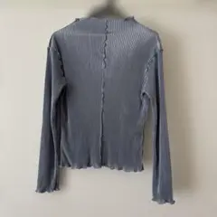 グレー 2way メロー　プリーツ　ハイネックトップス S