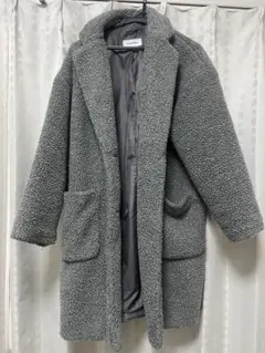 GLOBAL WORK ボアロングコート グレー