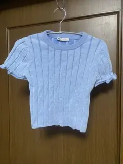 ZARA ライトブルー 半袖ニット Sサイズ