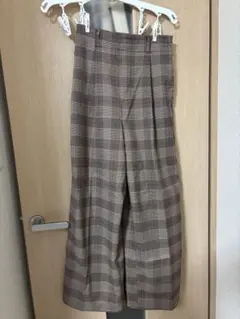 チェック柄 ワイドパンツ イージーパンツ