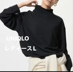 ユニクロ　ソフトニット　フリース 長袖 UNIQLO L ブラックレディース