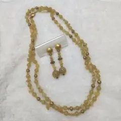 イエロービーズネックレスとイヤリングセット　値下げ