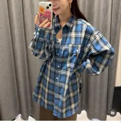 週末限定値下げ　lepsim チェックシャツ　ブルー