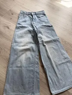 GU バギージーンズ ライトブルー デニム ワイドパンツ Sサイズ