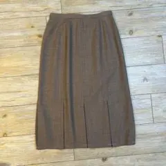 【新品未使用】ブラウン ボックスプリーツ　ひざ下丈スカート　昭和レトロ