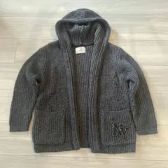 ZARA グレー ニットフード付きカーディガン 128cm