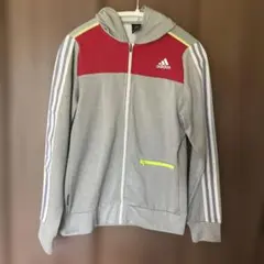 お値下げ。adidas フード付きジャケット グレー/レッド