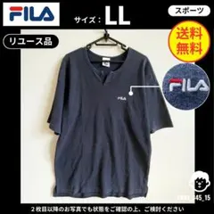 【FILA】 (LL) リユース品: Tシャツ ネイビー