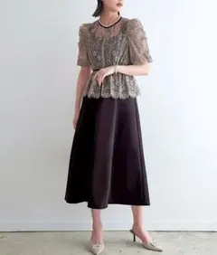 2WAYレースボレロ×フレアシルエットロングワンピース