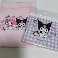 巾着ポーチ　メモパッド　マイメロディ＆クロミ