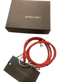 Bottega Veneta レッド編み込み　キーリング　ストラップ
