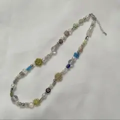 新品未使用　一点物　ビーズネックレス　ビーズアクセサリー　パールビーズアクセサリ