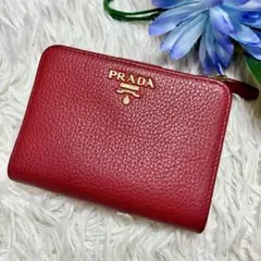 【美品✨】プラダ 折り財布 1ML018 ヴィッテロダイノ レザー レッド