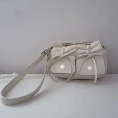 ショルダーバッグ リボン 白 アイボリー