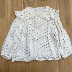 ZARA ドット柄 ビッグカラー　フリル付きブラウス 水玉