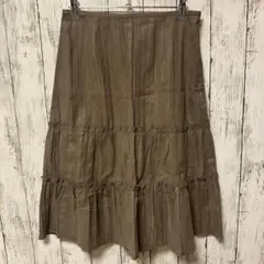 【COMME CA ISM】ティアードフレアスカート　Lサイズ　ブラウン