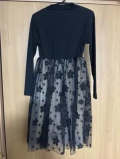 花柄 チュール ワンピース ブラック