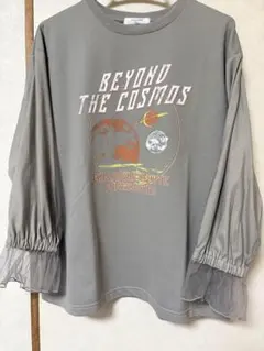 Samansa Mos2 Blue宇宙テーマ 長袖Tシャツ グレー　値下げ中