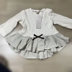 【新品タグ付き】プティマイン裾ペプラム長袖カットソー100