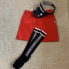 ゴルフスカート、サンバイザー、ハイソックスの3点セット