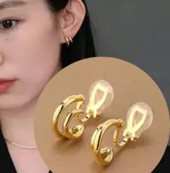 ①新品★ゴールド シンプル イヤーカフ イヤカフ イヤリング 韓国 フープ　上品