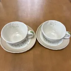 花柄陶器スープカップ2個セットのサムネイル