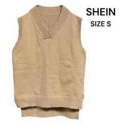 SHEIN Vネック ニットベスト ベージュ サイズS