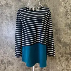✨3can4on✨サンカンシオン♡長袖シャツ♡チュニック♡ボーダー♡紺白(3)のサムネイル