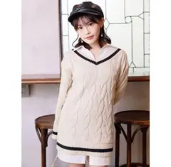 リップサービス シャツレイヤードケーブルワンピース