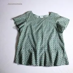 美品 Jocomomola ホコモモラ 幾何学柄 コットンブラウス 日本製のサムネイル
