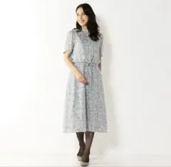 匿名配送☆SCAPA リバティ　花柄　半袖ワンピース ウエスト紐付きのサムネイル