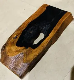 黒檀　原木花台 敷板 唐木 華道 茶道 香炉台 飾台 唐物 置物 旧家蔵出し