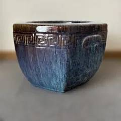 八角形の陶器製火鉢、メダカ鉢,睡蓮鉢 （昭和レトロ品）のサムネイル