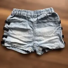 プティマインデニムショートパンツ サイズ100 サイドリボン