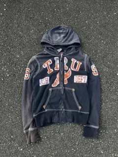 超激レア　00s truereligion 極太ステッチ　ジップパーカー　y2k