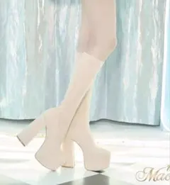 michellMacaron 미각 스트레치 롱 부츠 아이보리 L 사이즈
