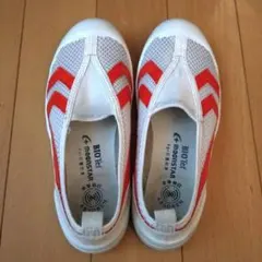 【20.0㎝】 MoonStarメッシュ スクールシューズ ホワイト/レッド赤