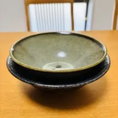 ハンドメイド 陶器 深皿と平皿セット 直径约18·20cm
