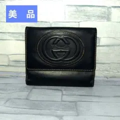 に*き様 美品　GUCCI　グッチ　二つ折り財布　インターロッキング　ブラック