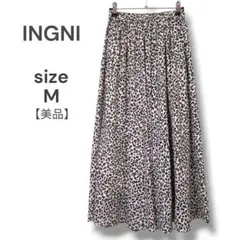 【美品】INGNI　ロングスカート　フレア　豹柄　M　ベージュ　ウエストゴム
