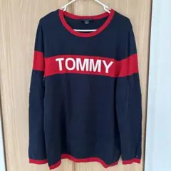 TOMMY HILFIGER 長袖セーターL ネイビー/レッド