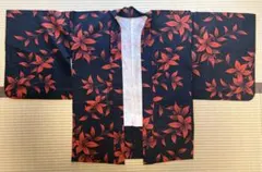 正絹 昭和レトロ 羽織 黒×赤 花柄 美品 アンティーク 和装コート