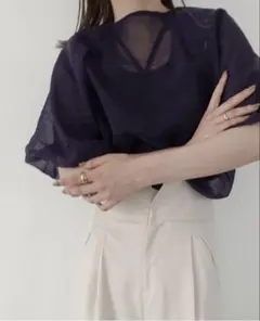 【CAFUL】balloon sleeve sheer tops