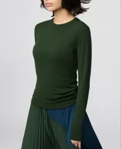 ユニクロ 極暖 ヒートテック カシミヤブレンド クルーネックT グリーン XL