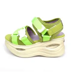 ★未使用★ヨースケ 厚底 サンダル 22.5 ベルト ベルクロ 緑