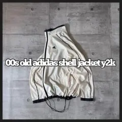 00s old adidas シェルジャケット ライン ドローコード 短丈