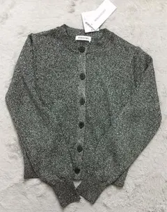 ナチュラルビューティベーシック　シャイニーラメニット　クルーネックカーディガン