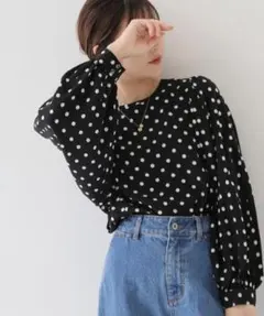 極美品✨定価１.１万❤️　黒　スローブイエナ　洗える　ボリュームスリーブブラウス