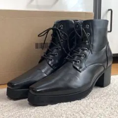 【美品】CLEL クレイル ハイソール ヒールブーツ Lサイズ サイドジップ 黒のサムネイル